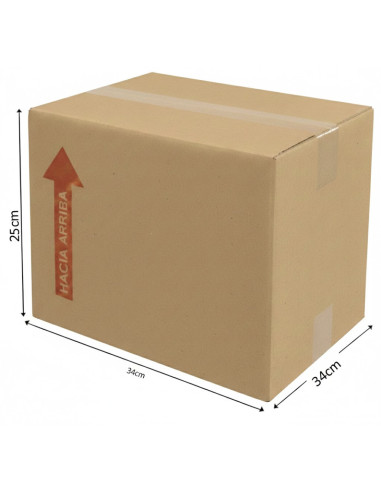 Paquete de 25 Cajas de Cartón Corrugado 34x34x25cm – Formato Cuadrado