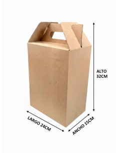 15 Cajas de Cartón Corrugado Plegadiza con Asa 24x15x32